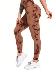 Tie Dye Hip Lifting Yoga Pants High Stretch Running Workout Fitness Leggings
