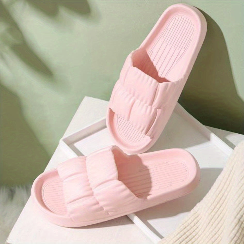 Women's Pleated Cloud Slides Soft Sole Non Slip Home Shower Slides