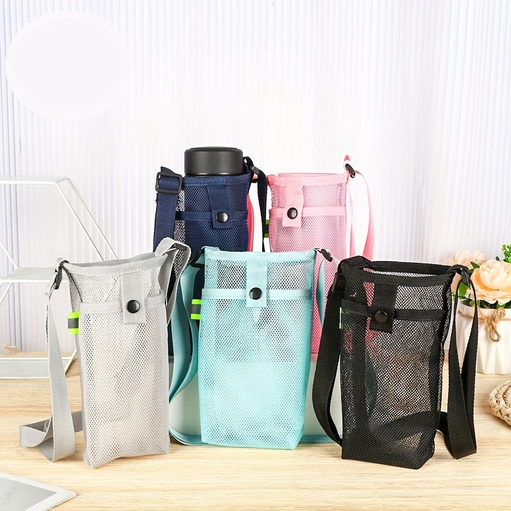 Water Bottle Holder Bag with Adjustable Shoulder Strap for Outdoor Activities