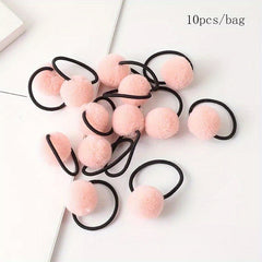 10pcs Plush Ball Hair Bands Ponytail Holders Hair Accessories for Baby Girls