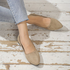 Women's Pointed Toe Ballet Flats Slip On Soft Sole Micro Suede Shoes