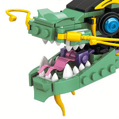 Green Chinese Dragon Building Blocks Set Educational ABS Construction Toy Animal