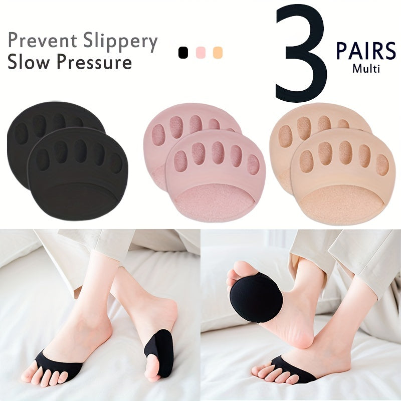 3pairs Anti-slip Breathable Thickened Forefoot Insoles Half Foot Pads