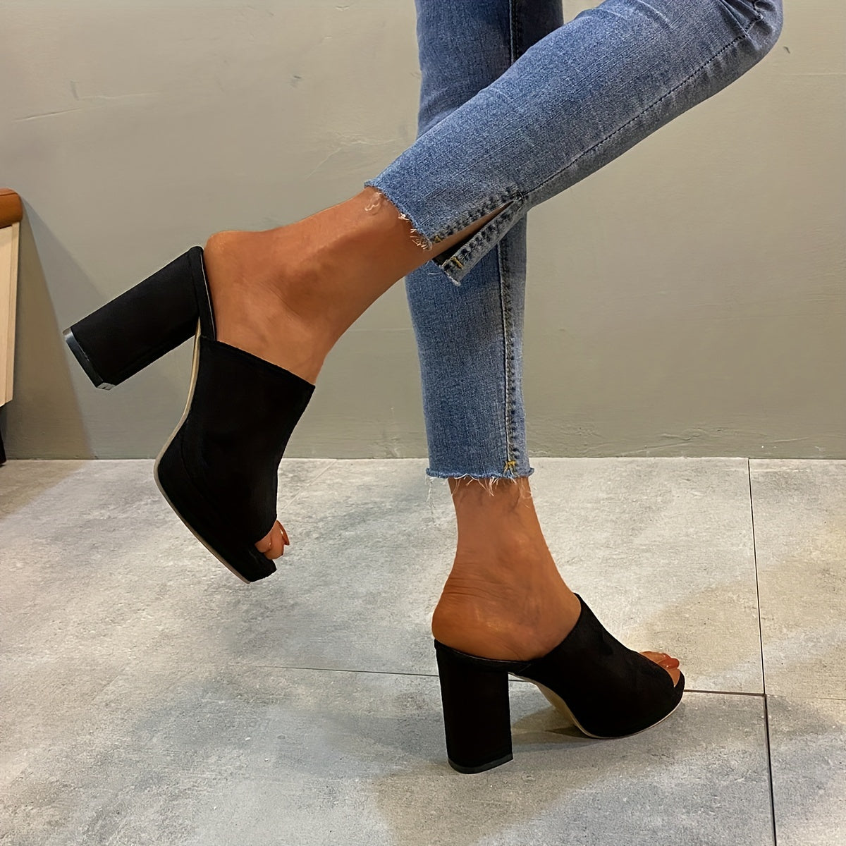 Women's Block Heeled Sandals Comfy Open Toe Slip On Shoes