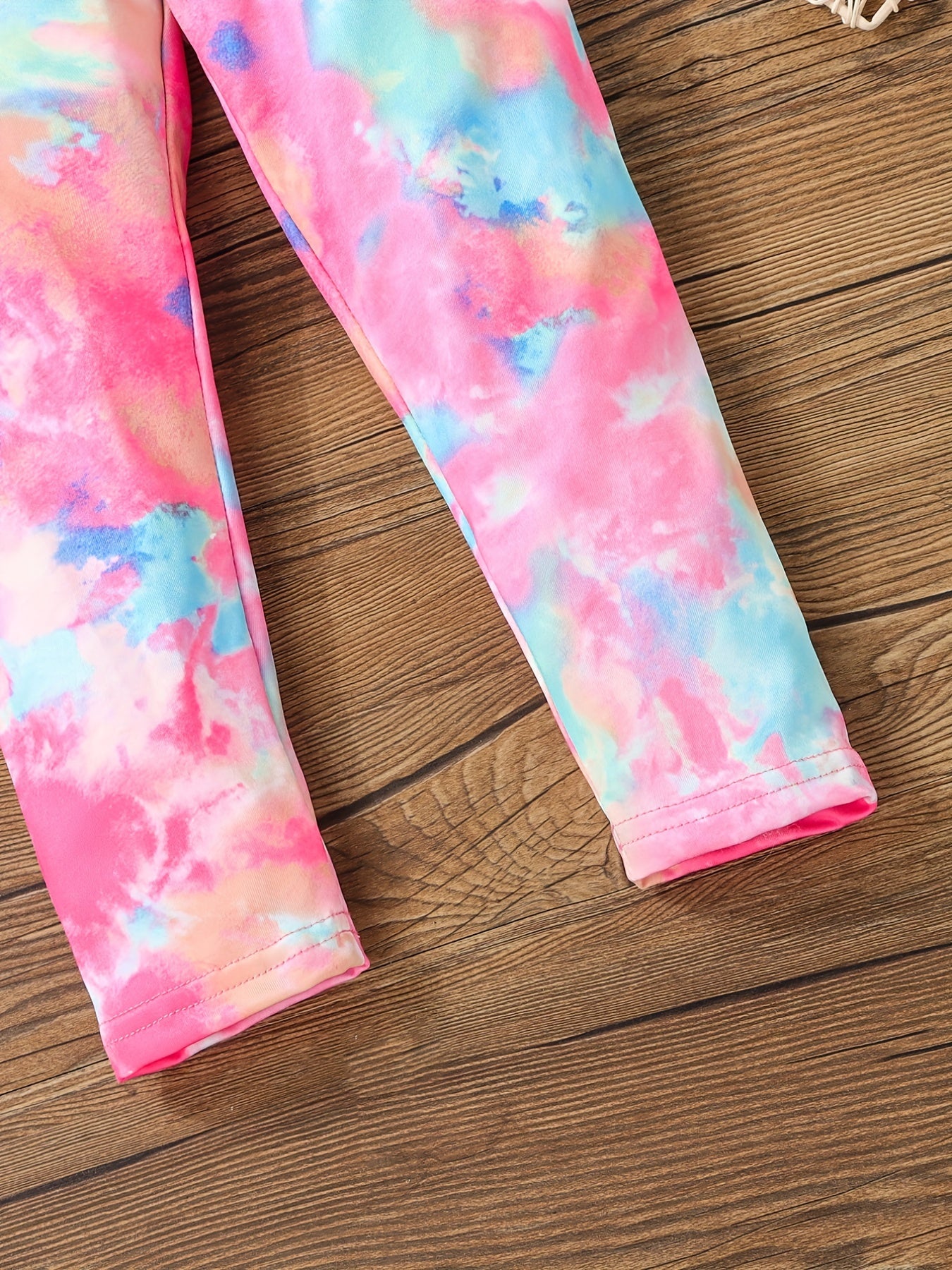 Girls Tie Dye Print Leggings Elastic Soft Trousers Kids Casual Pants