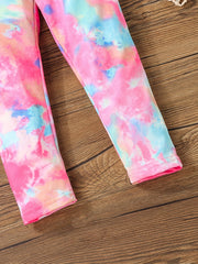 Girls Tie Dye Print Leggings Elastic Soft Trousers Kids Casual Pants