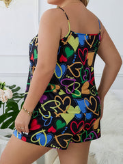 Heart Print Cami Top & Shorts Pajama Set