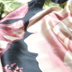 Vintage Flower Print Satin Scarf Shawl for Women