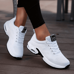 Women's Air Cushion Sneakers Flying Woven Running Shoes Lace Up
