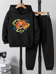 Boys Pizza Gamepad Hooded Sweatshirt & Sweatpants Set