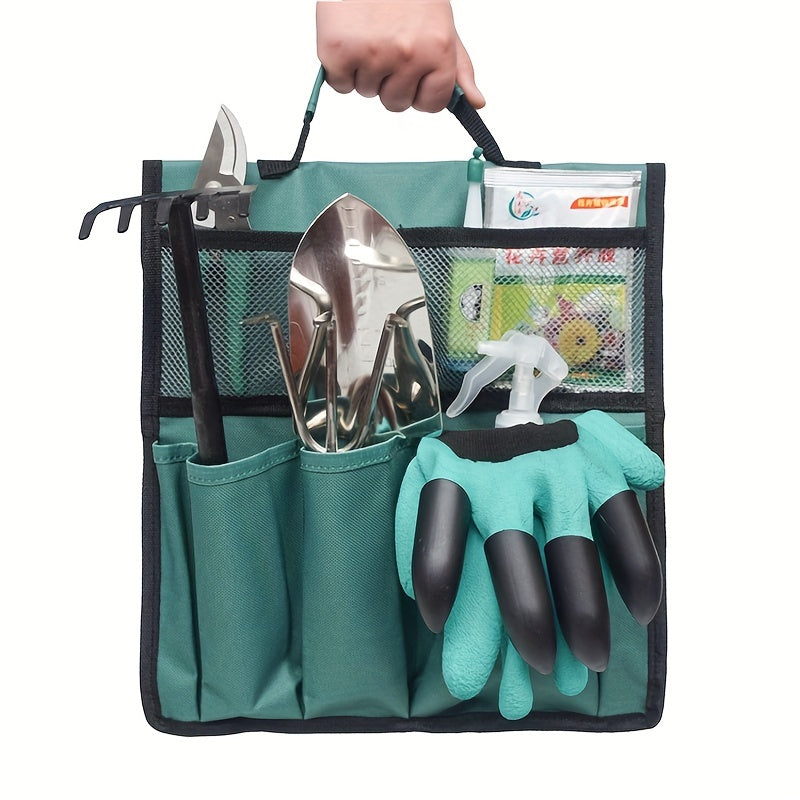 Canvas Garden Tool Storage Bag with Tent Peg Storage