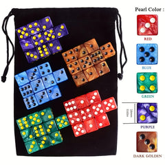 50pcs 16mm Pearl Patterned Square Dice Plush Cloth Bag Halloween Party