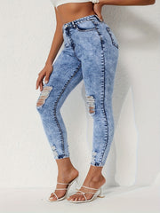 Button Fly Ripped Skinny Jeans