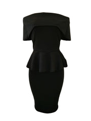 Off Shoulder Zip High Waist Pencil Dress
