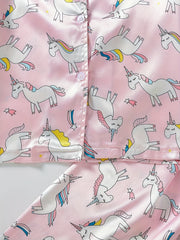 Girls Rainbow Unicorn Pajama Set Short Sleeve Top & Pants Sleepwear