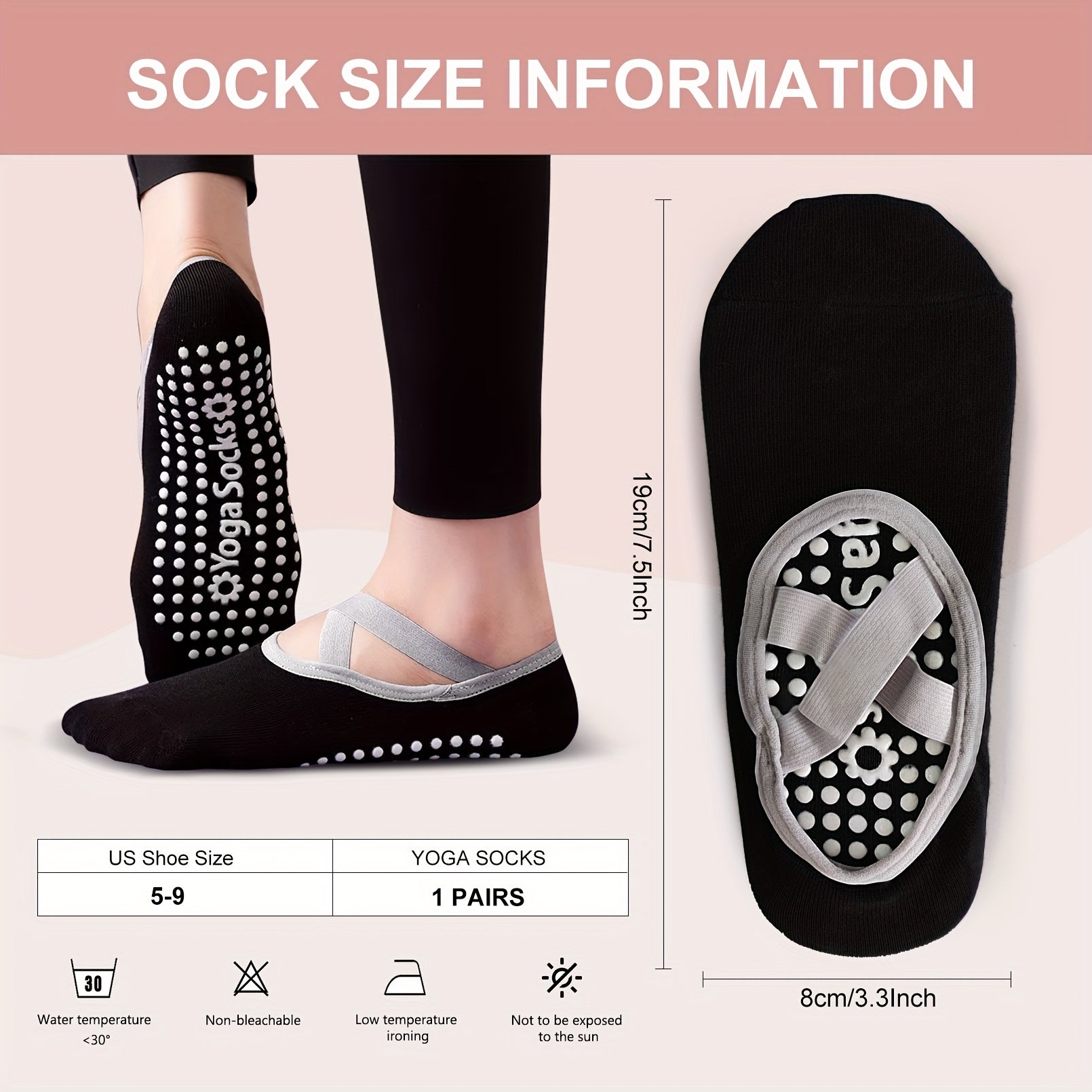 Women's Non-Slip Cross Strap Yoga Socks Breathable Dance Training Socks