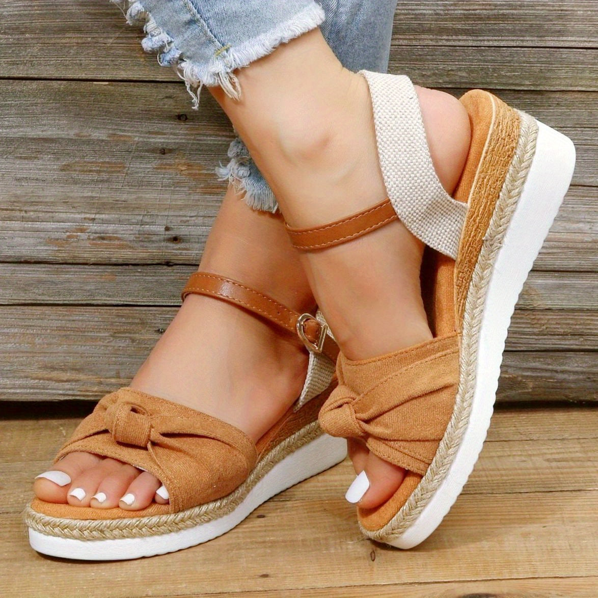 Women's Twist Knot Espadrille Wedge Sandals