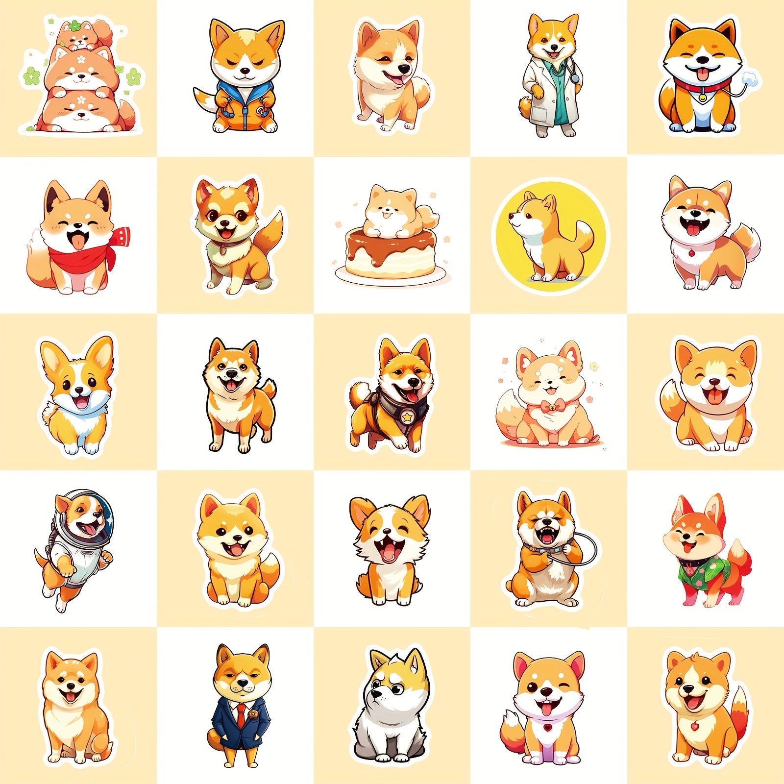 50pcs Corgi Stickers - Cute Dog Shiba Inu for Water Bottle Laptop Phone Skat