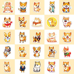 50pcs Corgi Stickers - Cute Dog Shiba Inu for Water Bottle Laptop Phone Skat