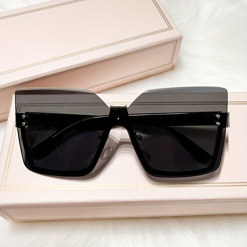 Men's Square Oversized Sunglasses Gradient Lenses Copper Metal Glasses UV400