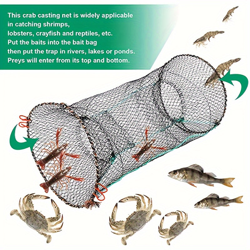 Foldable Fishing Net Shrimps Crabs Trap Cage Outdoor Tackle