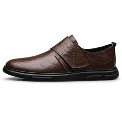 CLOHOO Men's Leather Hook And Loop Outdoor Loafer Shoes