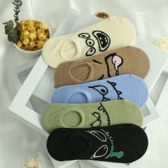 Men's Monster Face Pattern Crew Socks - Street Style Cartoon Design