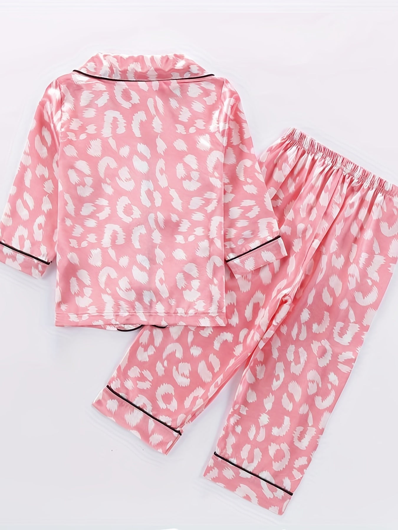 Girls 2pcs Loungewear Leopard Print Pajamas Set