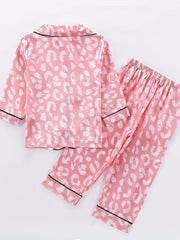 Girls 2pcs Loungewear Leopard Print Pajamas Set