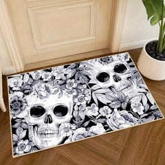 Skull Bath Mat And Skulls Rug Floral Door Mats Entryway Rugs