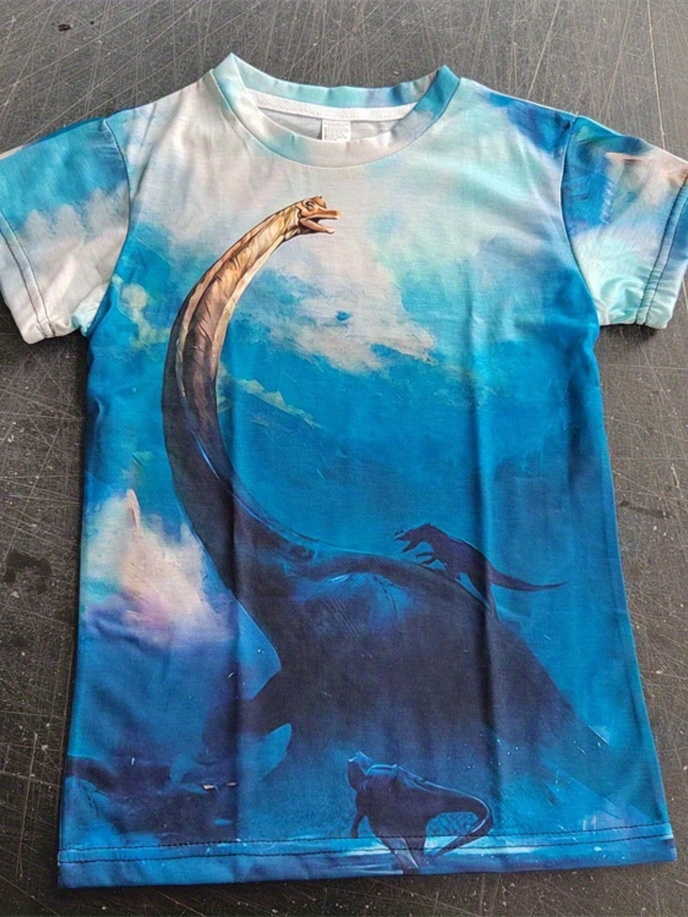 3D Dinosaur Graphic Kids T Shirt Short Sleeve Stretchy Comfort