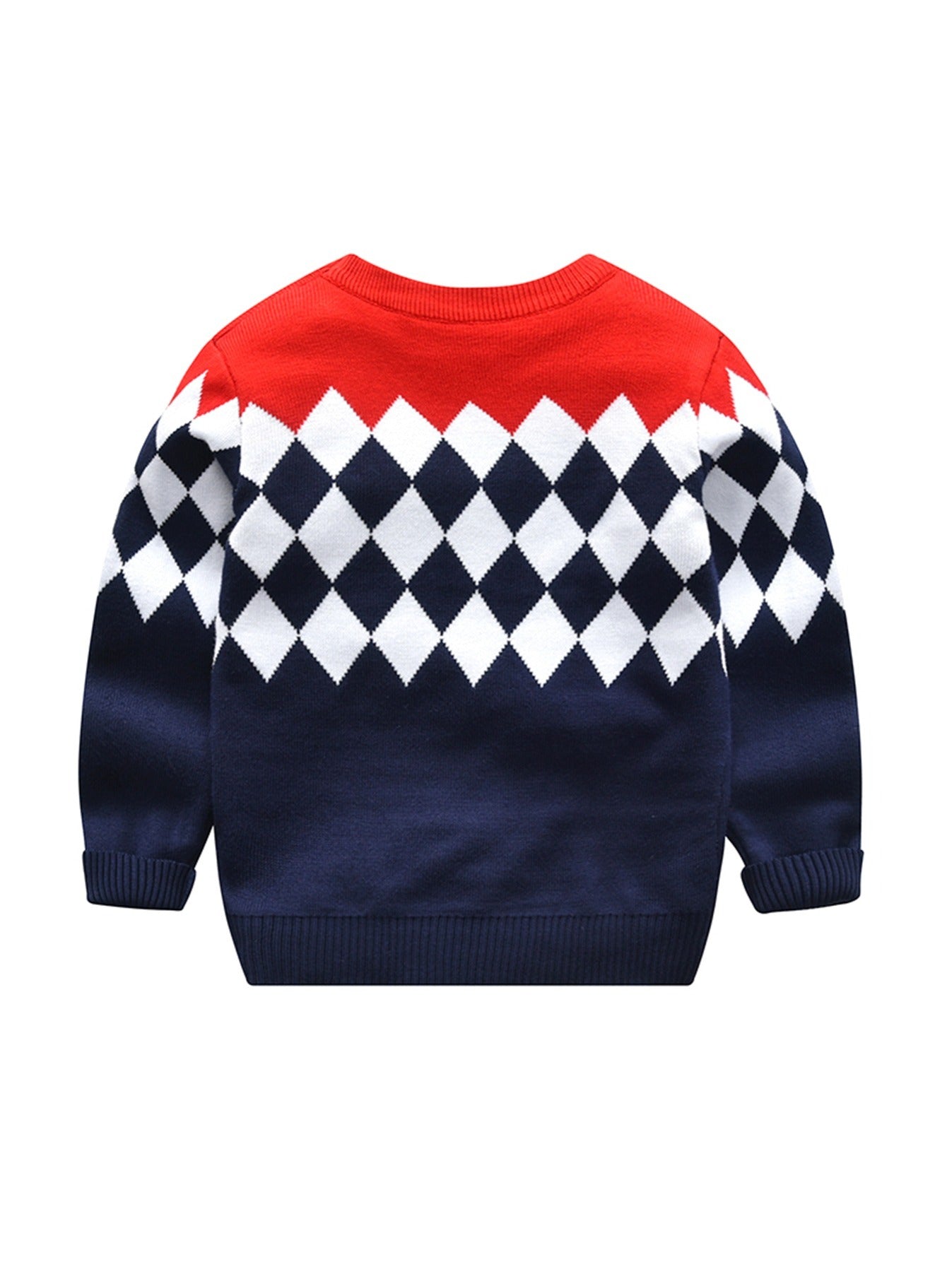 Boys Knitted Argyle Plaid Pullover Sweater