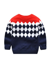 Boys Knitted Argyle Plaid Pullover Sweater