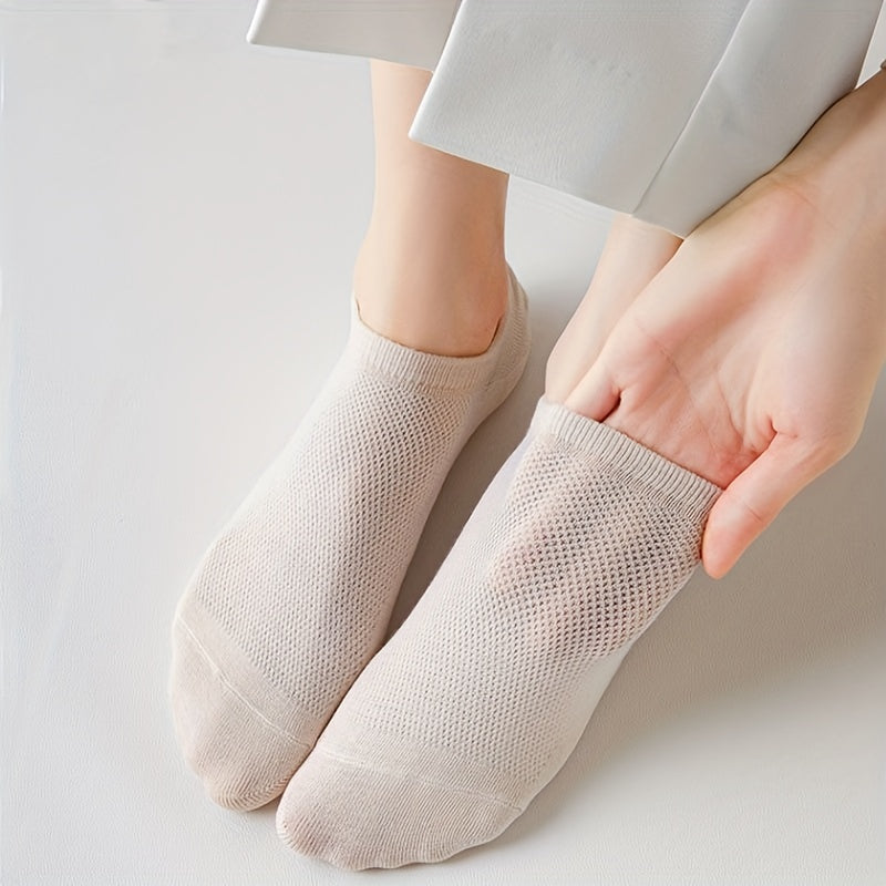 10 Pairs Mesh Ribbed Short Socks for Women