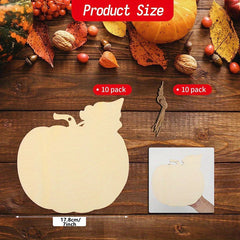 10pcs Wooden Pumpkin Craft Cutouts Halloween DIY Crafts For Decoration