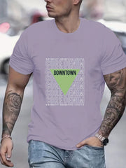 Retro Letter Print Men's Graphic Crew Neck Active T Shirt
