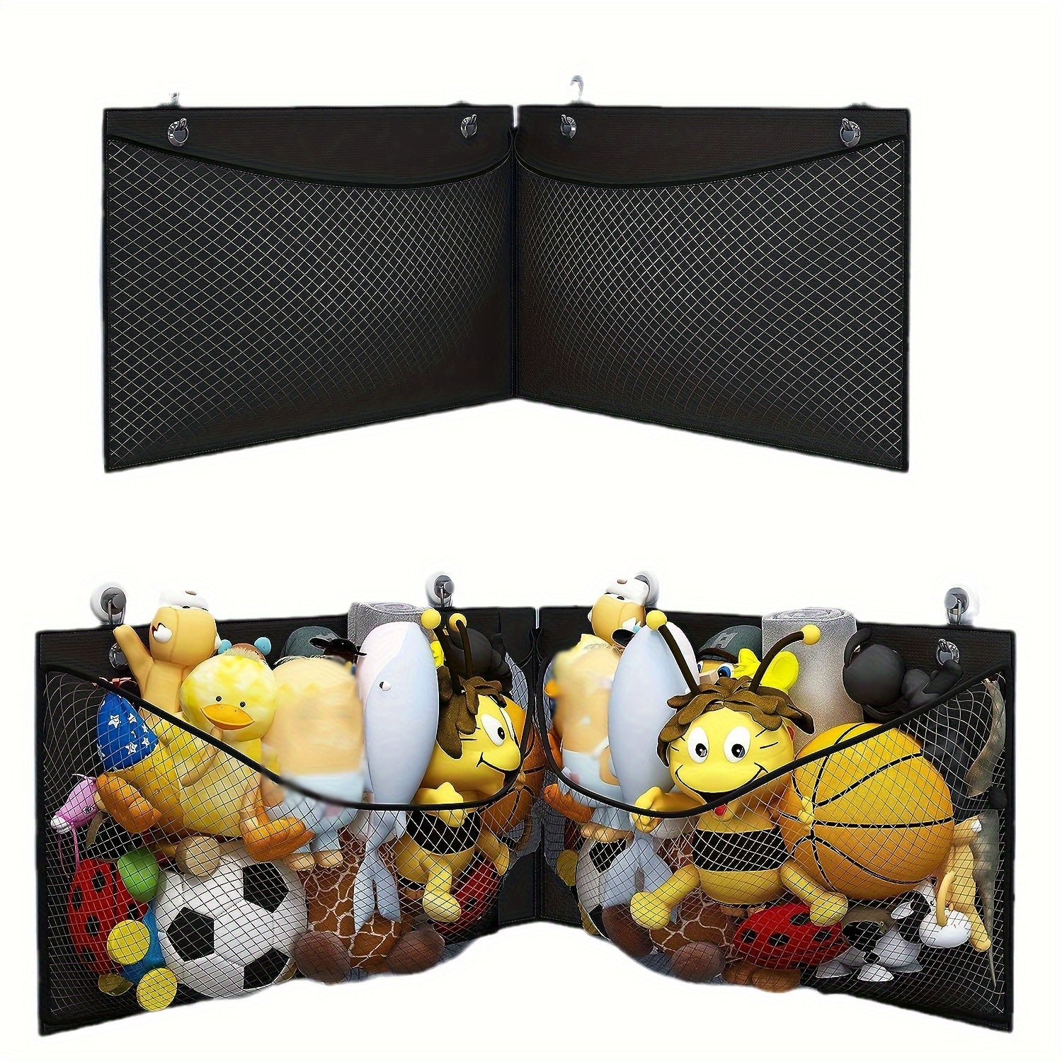 Corner Storage Hanging Bag Large Net Bag For Wall Toy Doll Plush Toy Organizer