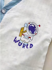 Boys Astronaut Pajama Set Short Sleeves & Bottoms Comfortable Cozy Loungewear