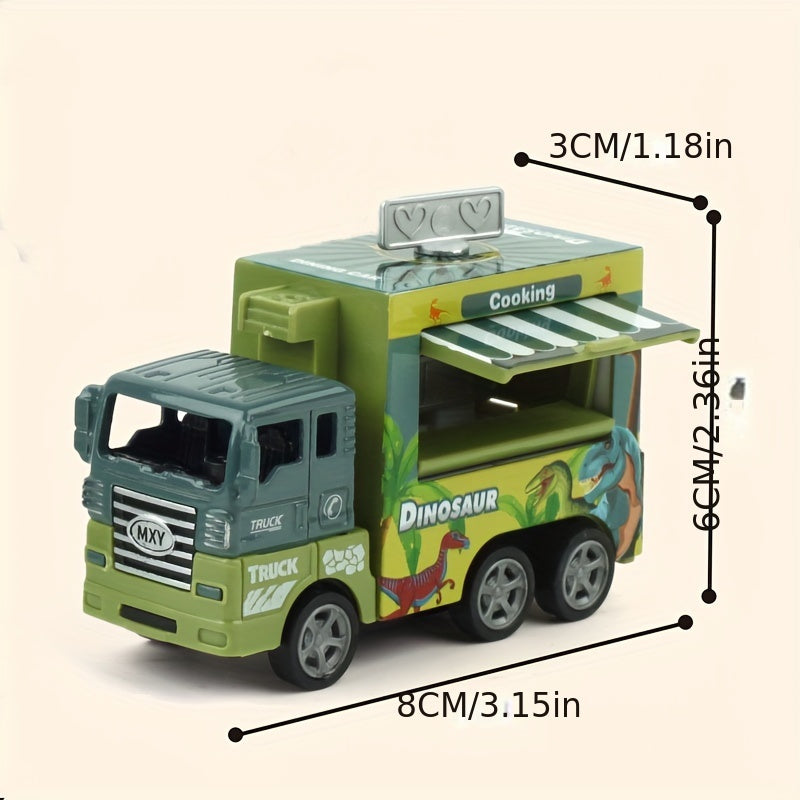1pc Alloy Car Model Cartoon Cake Fast Food Car Dinosaur Pattern