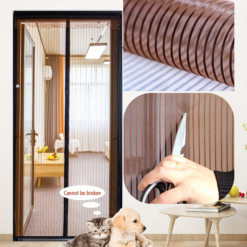 Magnetic Screen Door Self-Sealing Mesh Partition Coffee Gray