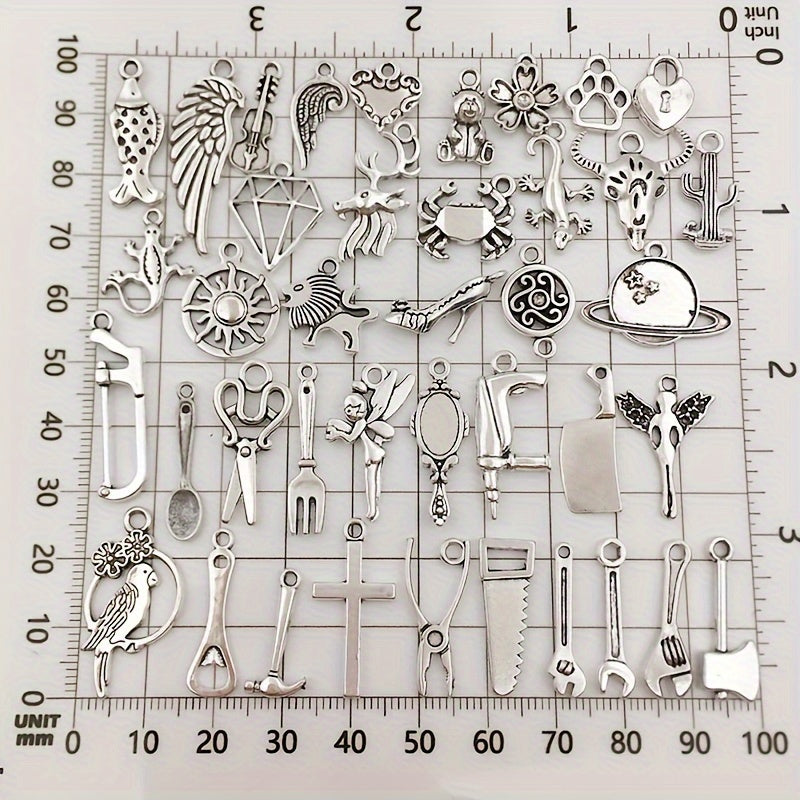 50pcs Silvery Metal Charms Pendants for DIY Necklace Bracelet Making