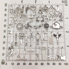 50pcs Silvery Metal Charms Pendants for DIY Necklace Bracelet Making