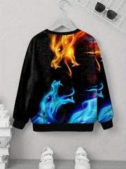Fire & Water Dragon Print Kid's Sweatshirt Unisex Pullover