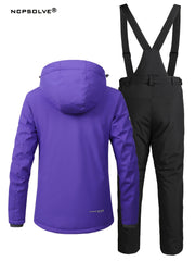 Women's Windproof Ski Set Hooded Jacket & Trouser Activewear