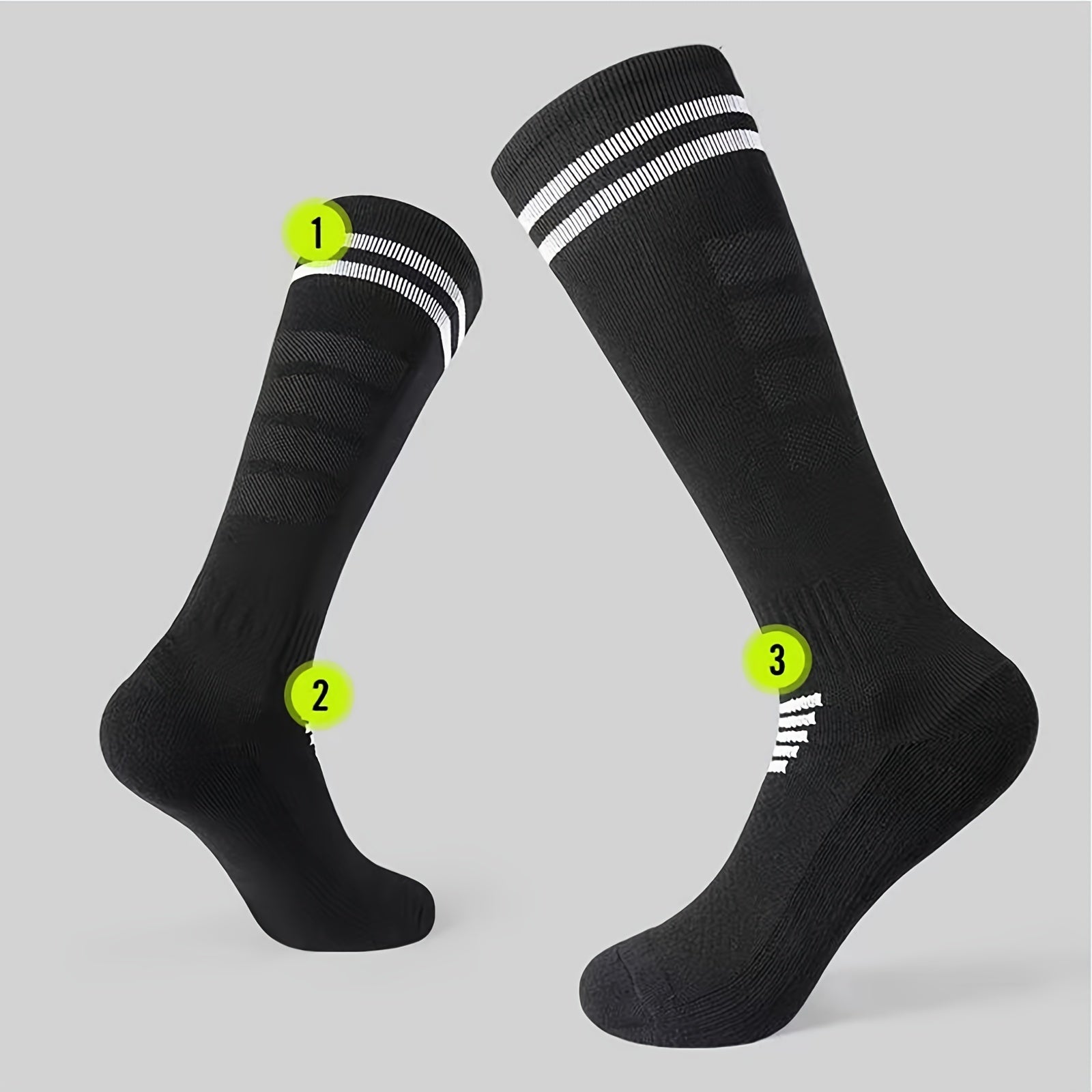 Breathable Anti Slip Soccer Socks with Thick Towel Bottom - Size US 6-10