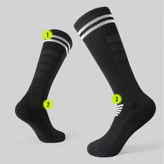 Breathable Anti Slip Soccer Socks with Thick Towel Bottom - Size US 6-10