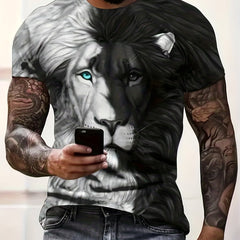 Men's Lion Graphic T-shirt 3D Digital Print Casual Tee