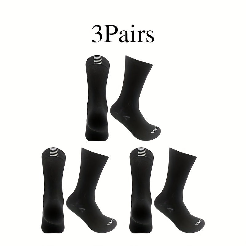 3 Pairs Unisex Letter Pattern Cycling Socks Breathable Comfortable Mid-tube