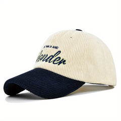 WONDER Embroidery Corduroy Baseball Cap Block Adjustable Hat