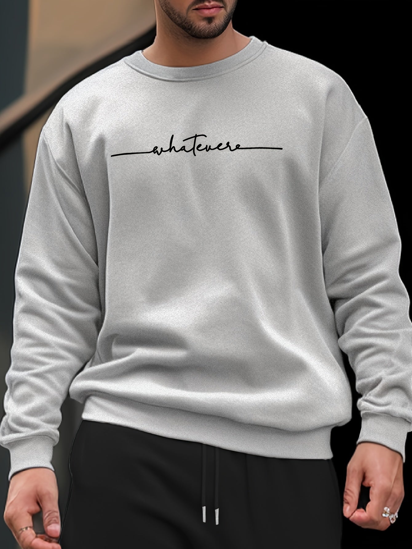 Men's Casual Whatever Print Sweatshirt